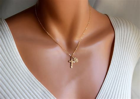 BEST SELLER Gold Crucifix Cross Necklace Women Miraculous | Etsy ...