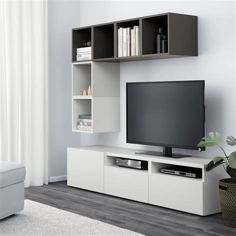 BESTÅ / EKET TV storage combination, white/light gray ...