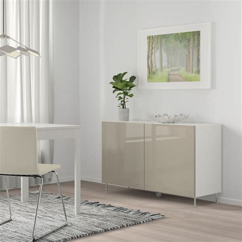 BESTÅ Mueble salón   blanco, Selsviken/Stallarp alto brillo/beige   IKEA