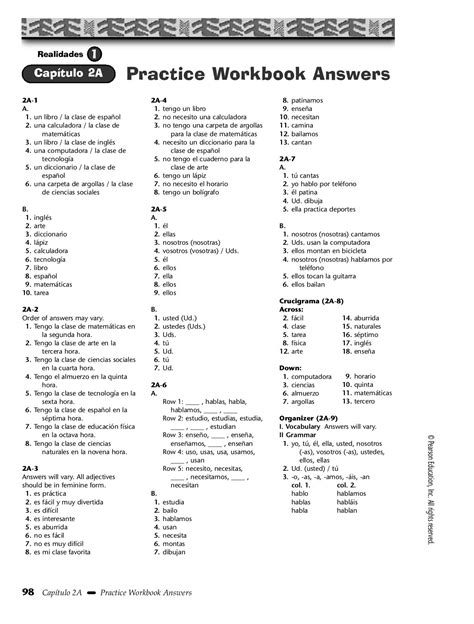 Bestseller: Realidades 2 Capitulo 2a Workbook Answers