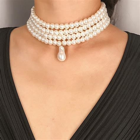 Besufy   Besufy Women Necklace,Elegant Multicolor layer Faux Pearl ...