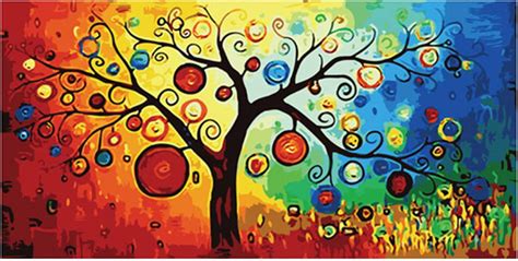 BFSA Árbol de la Vida árbol de Dinero Pintura al óleo Abstracta sobre ...