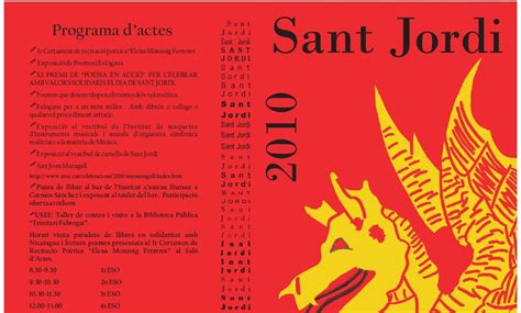 Biblioteca Institut Sòl de Riu: Cartell i programa de Sant Jordi