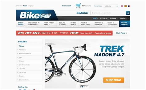 Bike online store PrestaShop Theme #36158