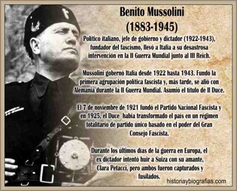Biografia Benito Mussolini Fascismo de Mussolini Dictador Italiano