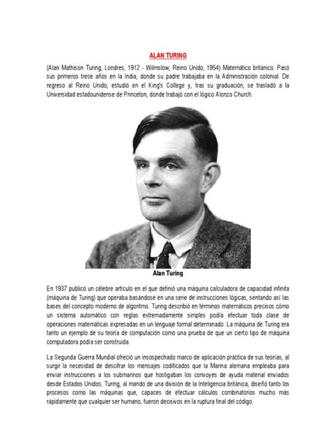 Biografia de Alan Turing | Alan Turing | Ciencia cognitiva | Free 30 ...