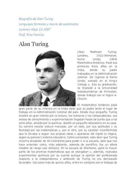 Biografía de Alan Turing.pdf | Alan Turing | Ciencia cognitiva