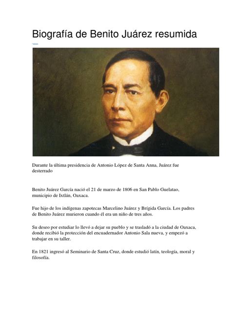 Biografía de Benito Juárez Resumida | PDF