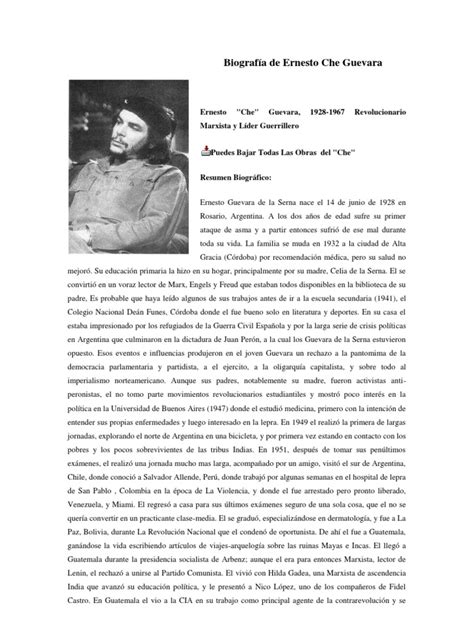 Biografía de Ernesto Che Guevara | Che Guevara | Cuba