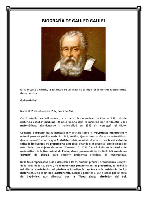 Biografía de Galileo Galilei | Galileo Galilei | Ciencias fisicas