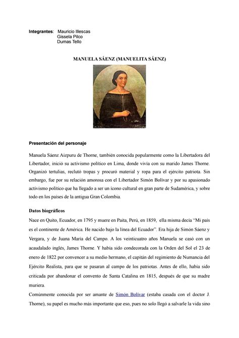 Biografía de Manuela Saenz by dumasjoeln   Issuu