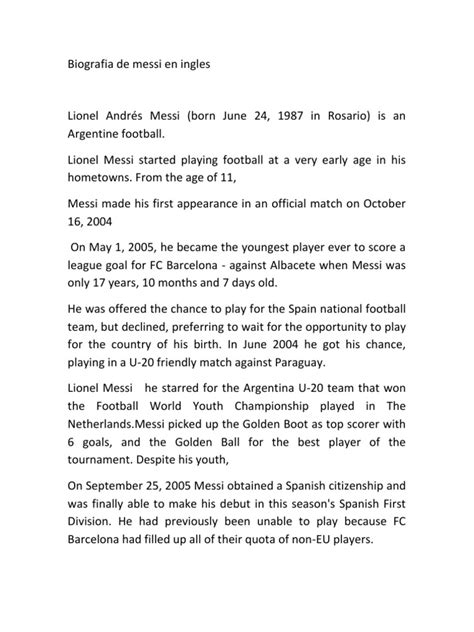 Biografia de Messi en Ingles