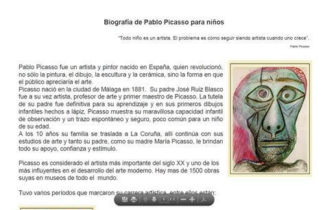 Biografía de Pablo Picasso para niños | Recurso educativo 676534   Tiching