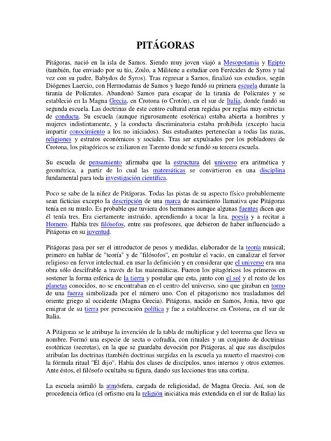 Biografia de Pitagoras.pdf | Pitágoras | Science