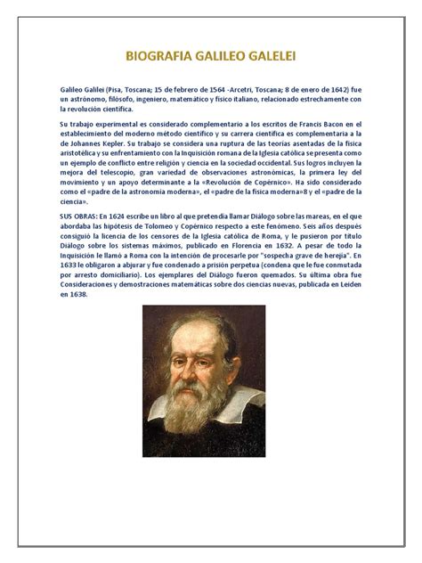 Biografia Galileo Galelei Jueves | Galileo Galilei | Las leyes del ...