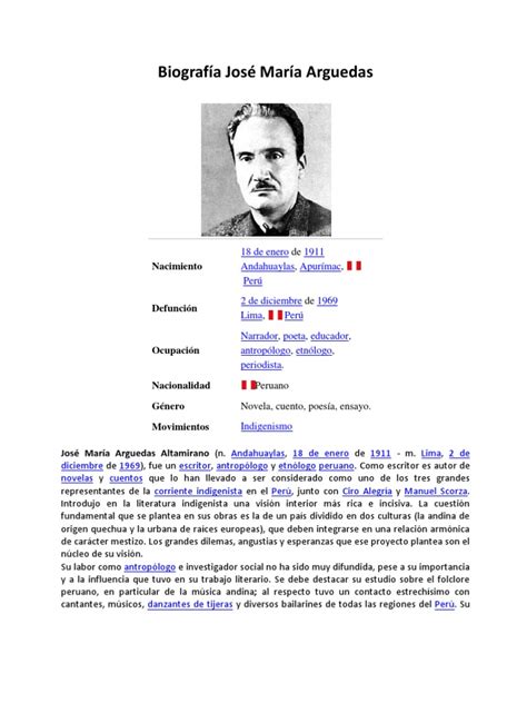 Biografía José María Arguedas | Ficción y literatura