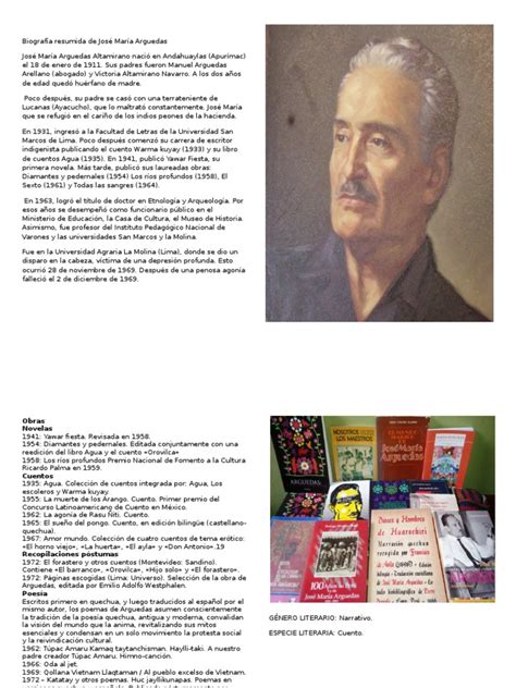 Biografía Resumida de José María Arguedas | Ficción y literatura