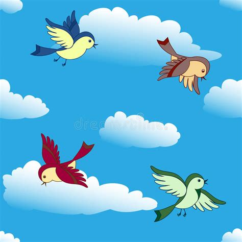 Birds flying in sky stock vector. Illustration of group ...