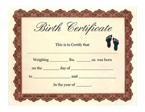 birth certificate template | Printable Baby Birth ...