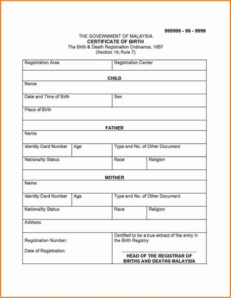 birth certificate translation template sample letter form ...