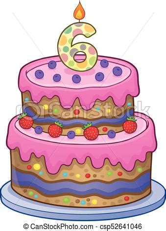 Birthday cake image for 6 years old   eps10 vector ...