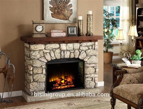 Bisini Faux Stone Electric Fireplace Polystone Electric ...
