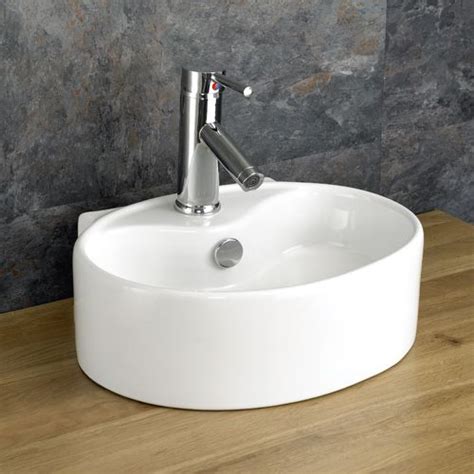 Bitonto Small Ceramic Round 400mm x 300mm Bathroom Sink ...