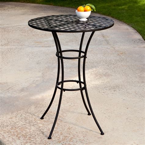 Black Wrought Iron Outdoor Bistro Patio Table with ...