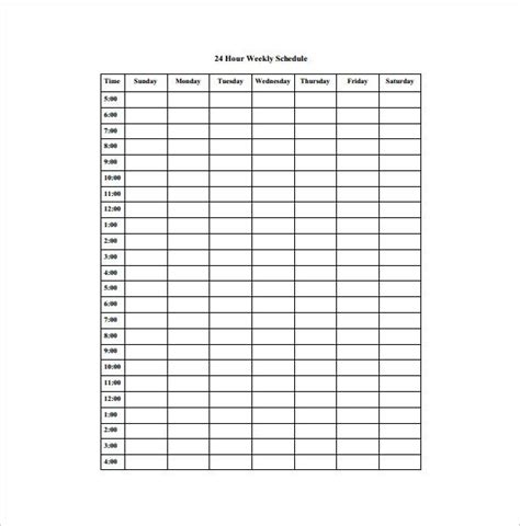 Blank Schedule Templates | 11+ Free Printable Word, Excel ...