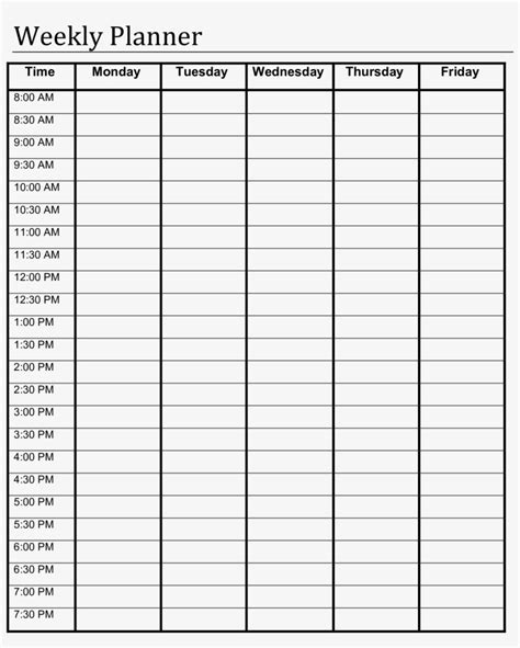 Blank Weekly Schedule Printable Week Planner Sheet ...