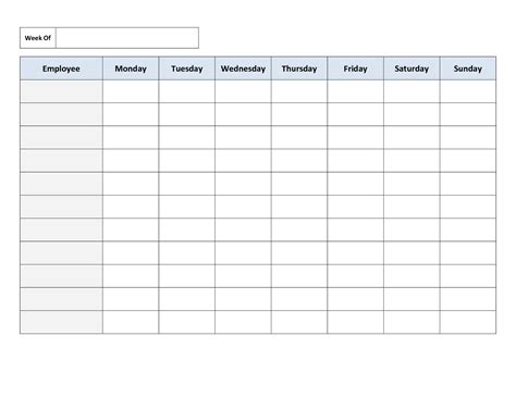 Blank Weekly Work Schedule Template | Cleaning schedule ...