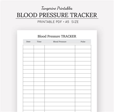 Blood Pressure Tracker Health Journal A5 Insert A5