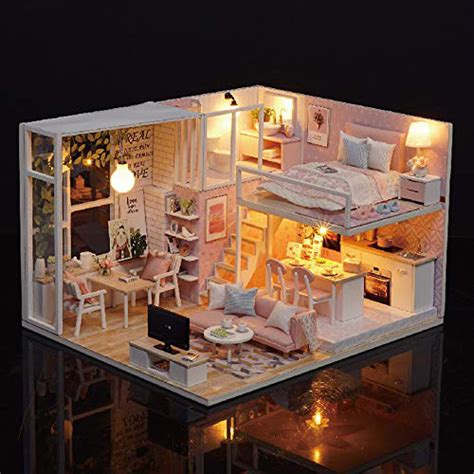 Blusea Kit de casa de muñecas en Miniatura DIY con Luces LED   Casas de ...