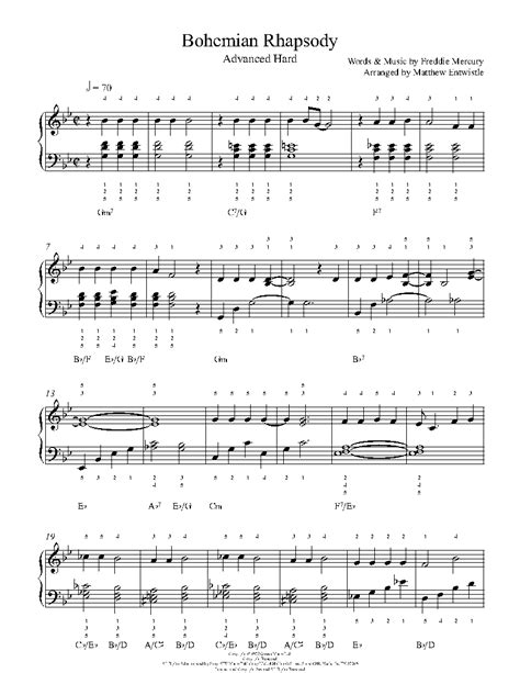 Bohemian Rhapsody by Queen Piano Sheet Music | Advanced Level