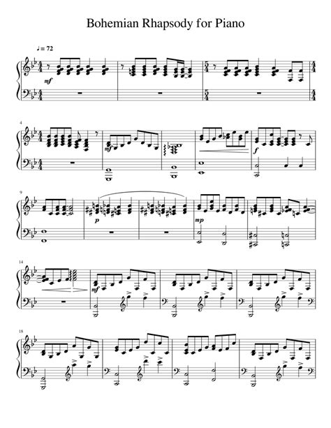 Bohemian Rhapsody for Piano sheet music for Piano download ...
