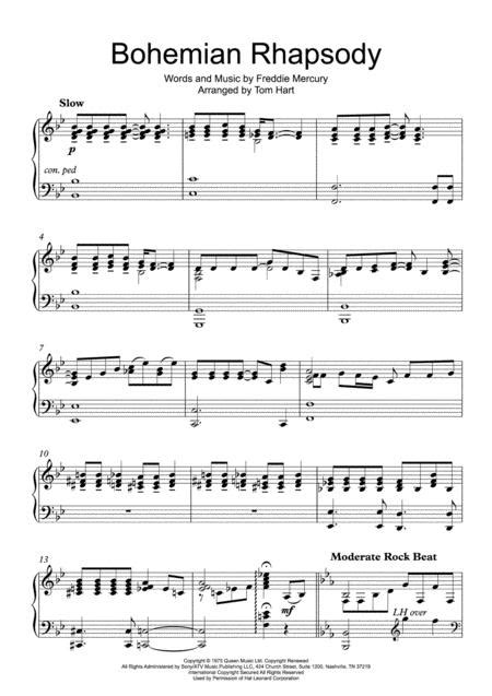 Bohemian rhapsody piano sheet music original pdf ...