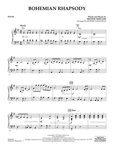 Bohemian Rhapsody   Piano Sheet Music | Robert Longfield ...