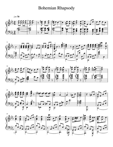 Bohemian Rhapsody sheet music for Piano download free in ...