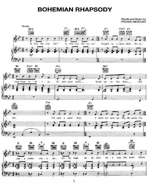 Bohemian Rhapsody Sheet Music Queen | Piano sheet music ...