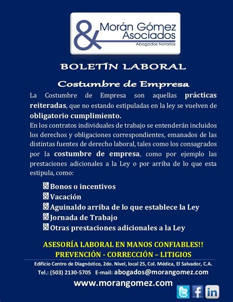 Boletín laboral costumbre de empresa