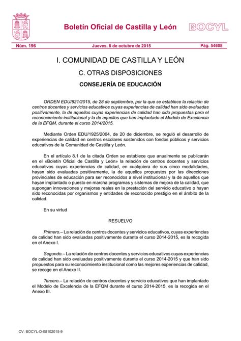 Boletín Oficial de Castilla y León   Portal de Educación ...