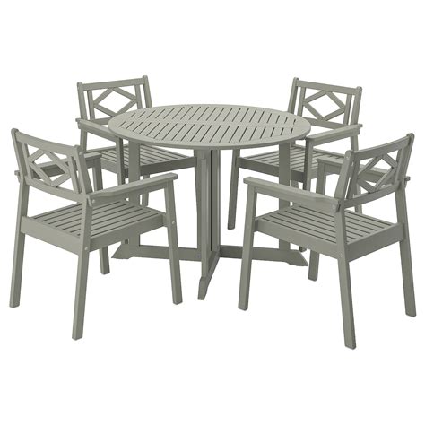 BONDHOLMEN Table and 4 armchairs, outdoor   gray stained ...