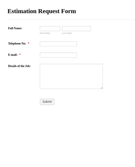 Book Estimate Request Form Template | JotForm