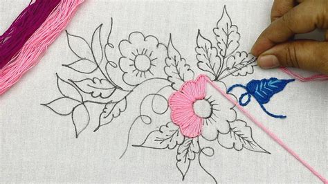 Bordado fantasía flor: puntadas fáciles, hand embroidery beautiful ...