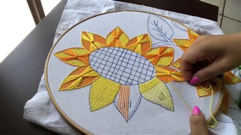 Bordado Fantasía Girasol 2 / Hand Embroidery Sunflower / Fantasy Stitch ...
