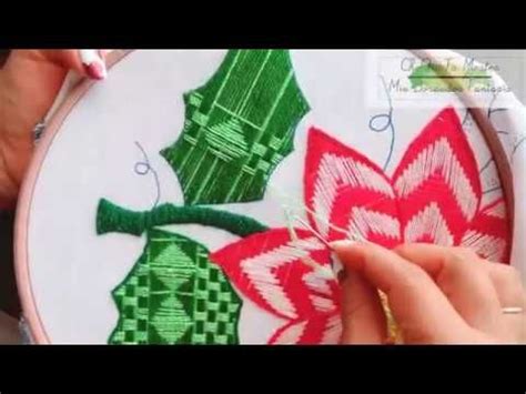 Bordado Fantasía Hoja 39 / Hand Embroidered leaf / Fantasy Stitch ...