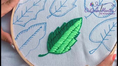 Bordado Fantasía Hoja 55 / Hand Embroidery Leaf with Fantasy Stitch ...