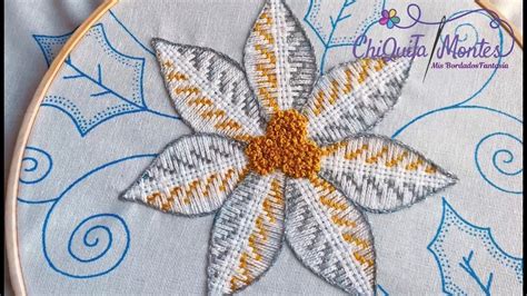 Bordado Fantasía Nochebuena 8 / Hand Embroidery Poinsettia with Fantasy ...