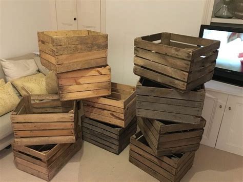 Boxes Vintage Farm Shop Style Wooden Slatted Crate Storage ...