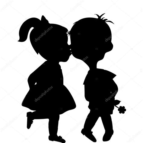 Boy and girl silhouettes | Cartoon boy and girl ...